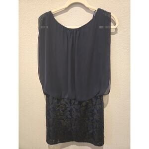 Aidan Mattox Women's Blue Sequin Chiffon Mini Dress Size 4 Party